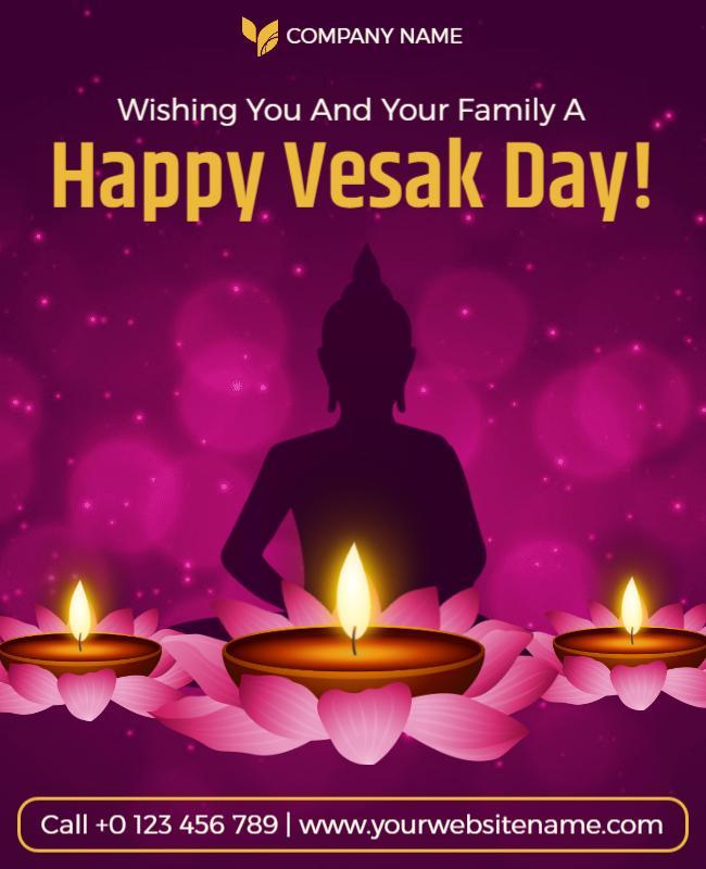 Festive Purple Vesak Day Celebration Poster Template