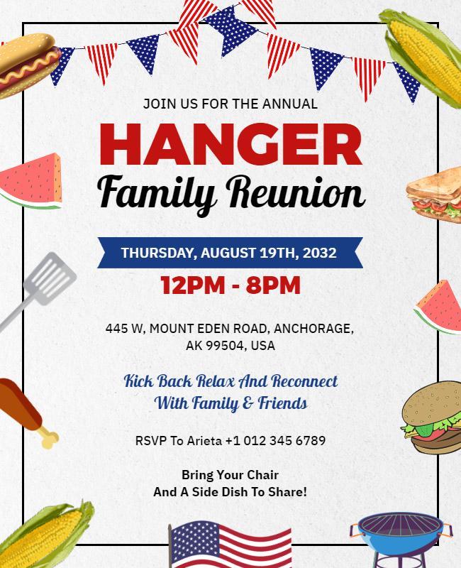 Festive Red and Blue Family Reunion Celebration Poster Template
