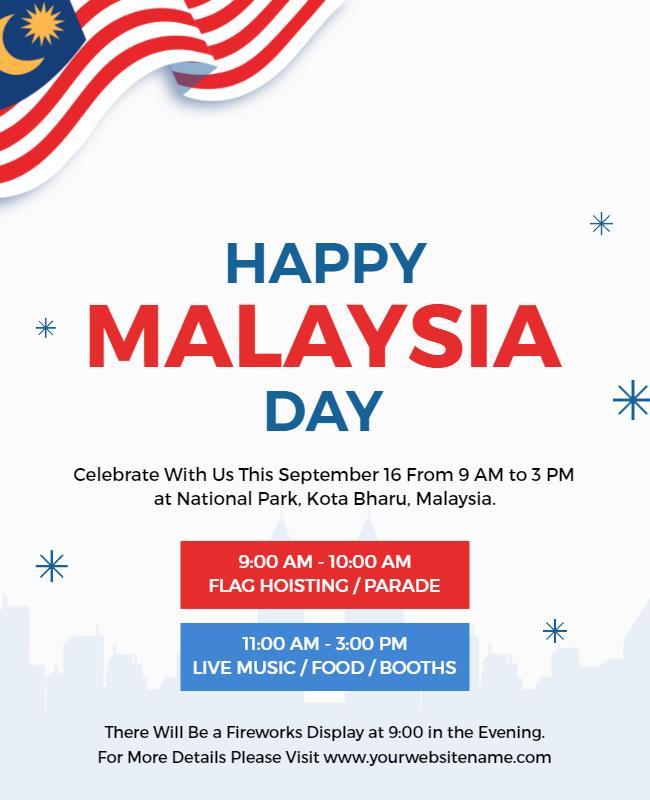Festive Red and Blue Malaysia Day Parade Celebration Poster Template