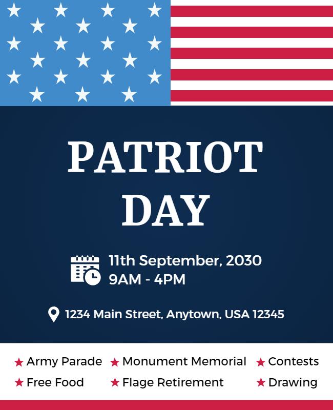 Festive Red and Blue Patriot Day Celebration Poster Template