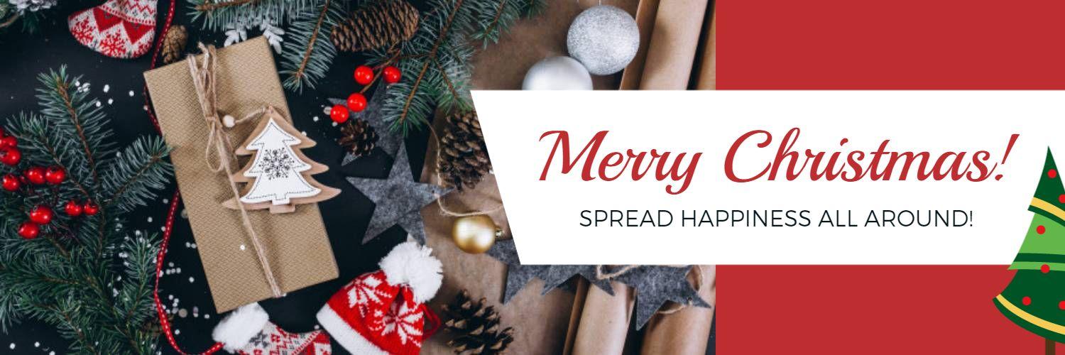 Festive Red and Green Christmas Cheer Twitter Banner Template