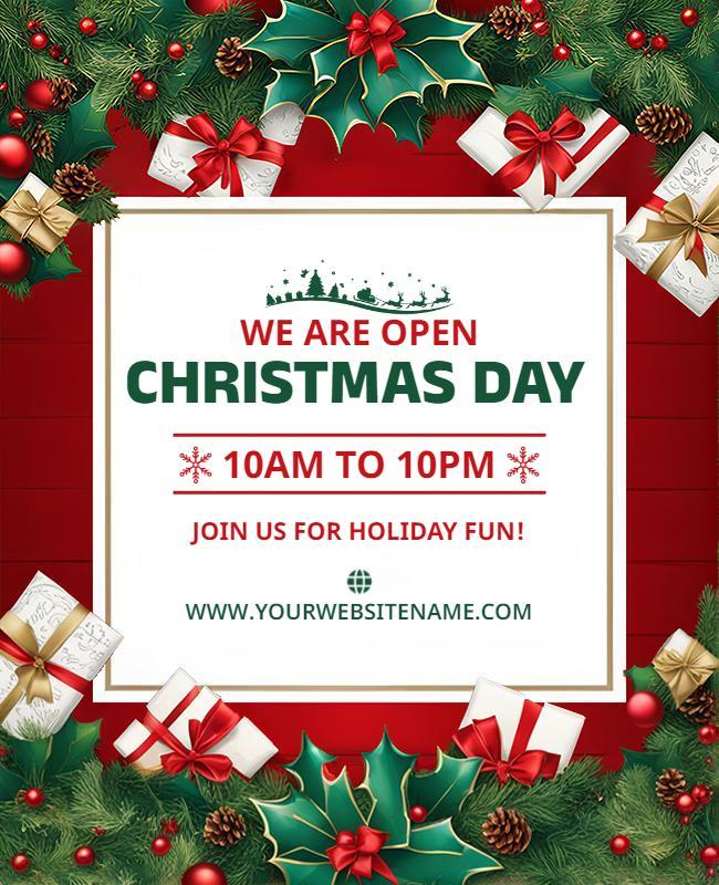 Festive Red and Green Christmas Day Announcement Poster Template