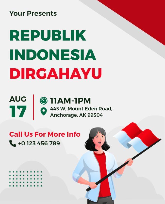 Festive Red and Green Indonesian Independence Celebration Poster Template