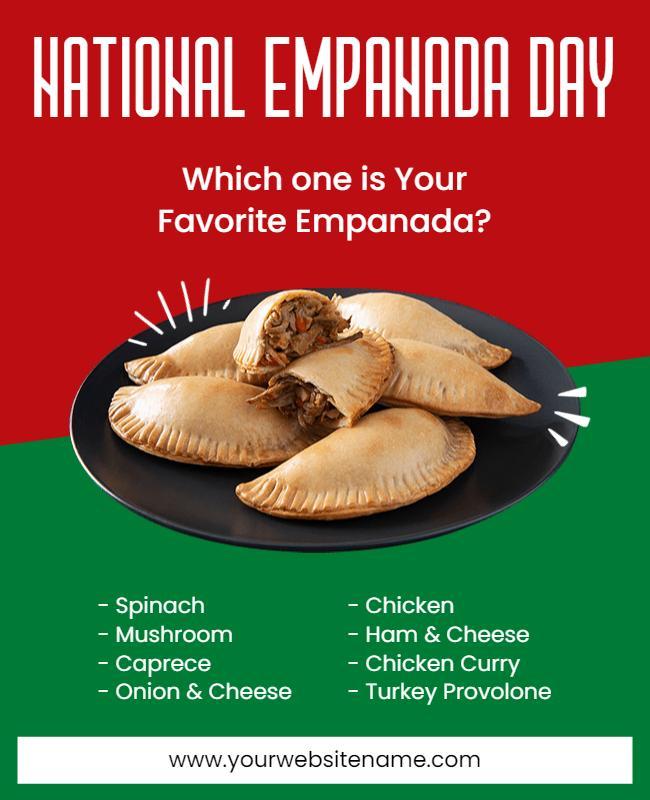Festive Red and Green National Empanada Day Poster Template