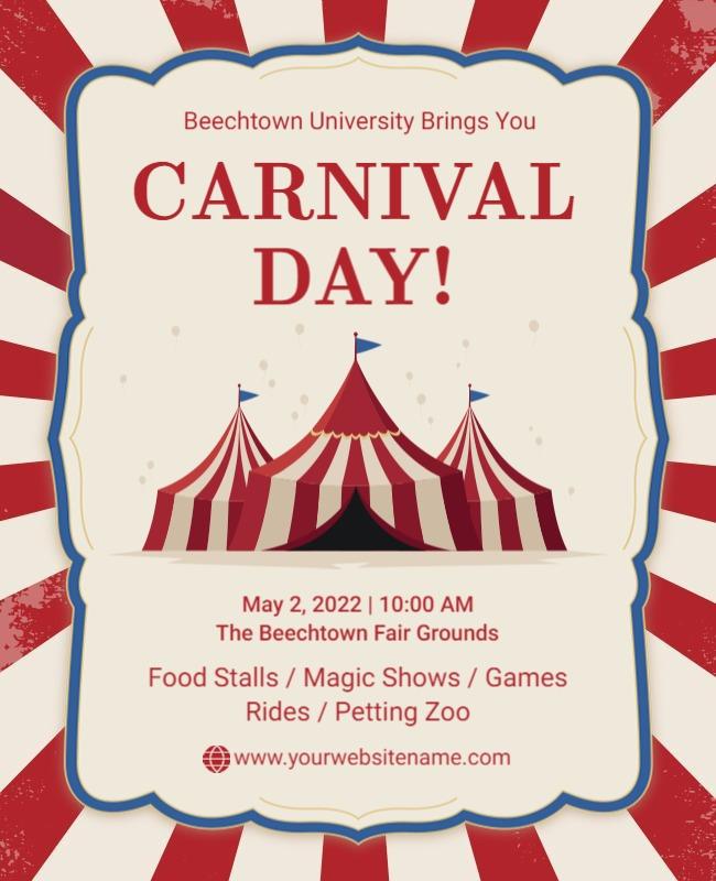 Festive Red and White Carnival Day Celebration Poster Template