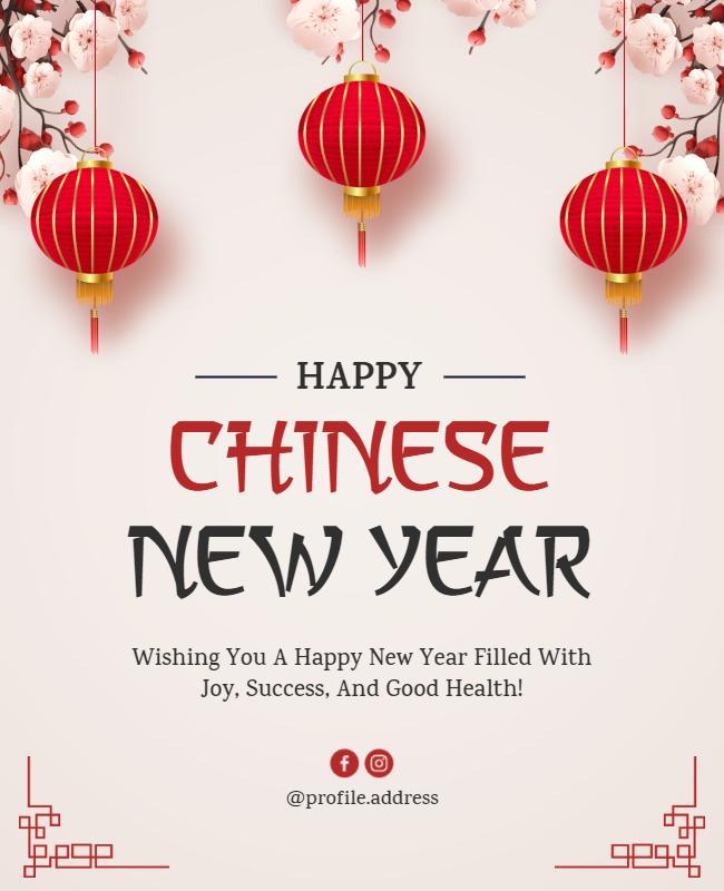 Festive Red and White Chinese New Year Celebration Poster Template