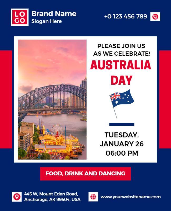 Festive Red Australia Day Celebration Invitation Poster Template