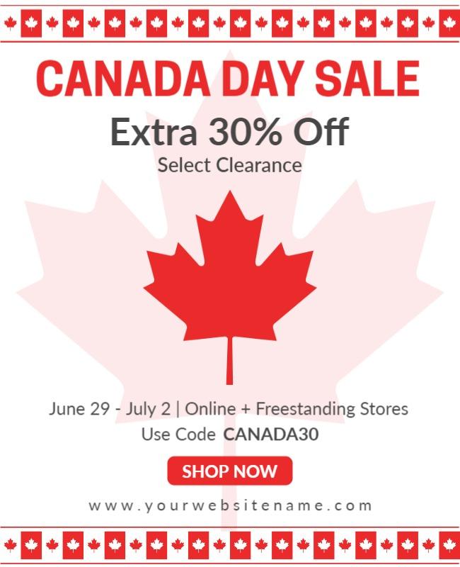 Festive Red Canada Day Sale Clearance Poster Template