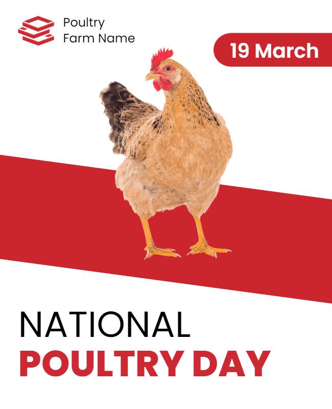Festive Red Chicken Illustration for National Poultry Day Poster Template