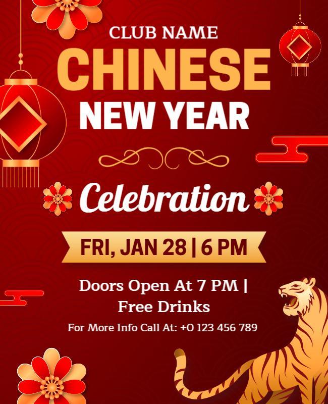 Festive Red Chinese New Year Celebration Poster Template