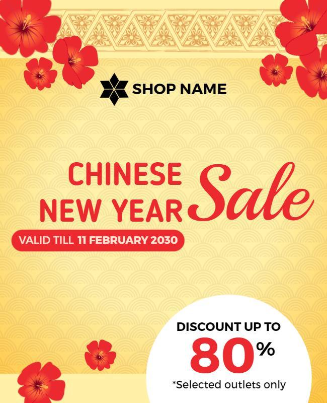 Festive Red Chinese New Year Sale Discount Poster Template