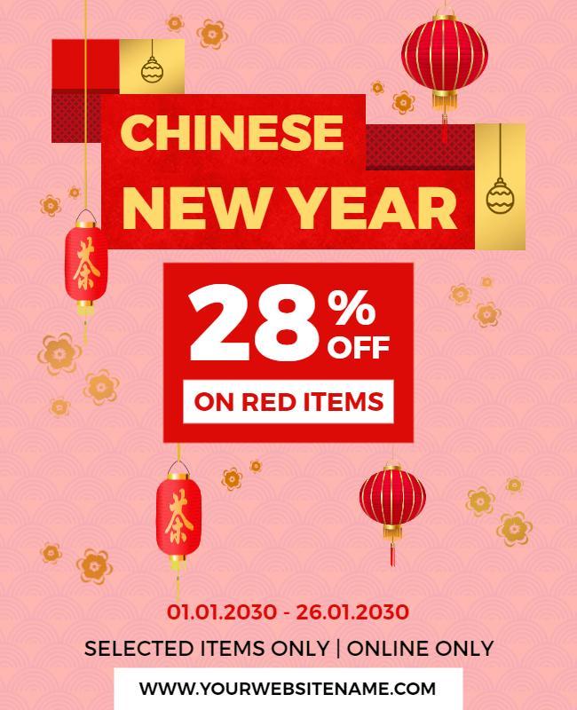 Festive Red Chinese New Year Sale Promotion Poster Template