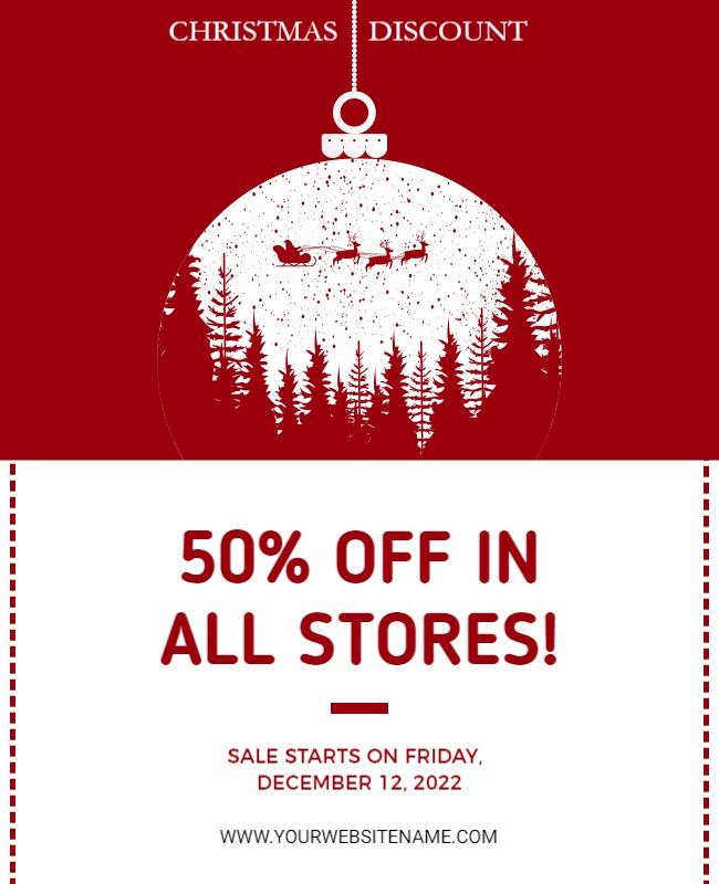 Festive Red Christmas Discount Sale Poster Template