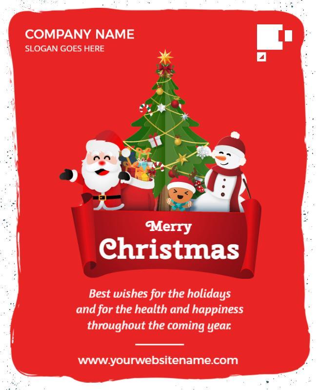Festive Red Christmas Greeting Card Poster Template