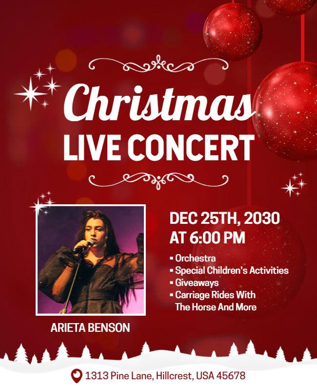 Festive Red Christmas Live Concert Celebration Poster Template