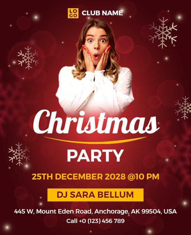 Festive Red Christmas Party Invitation Poster Template