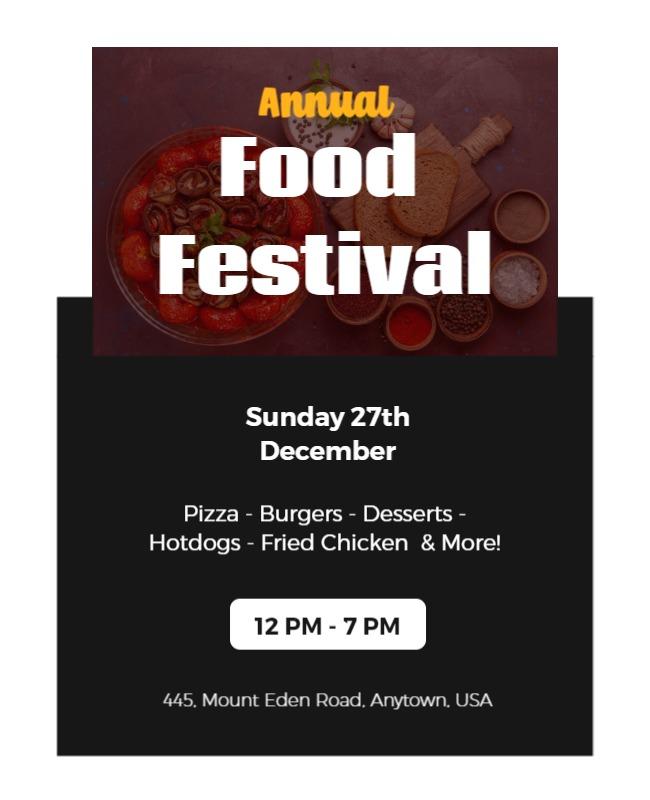 Festive Red Culinary Extravaganza Food Festival Poster Template