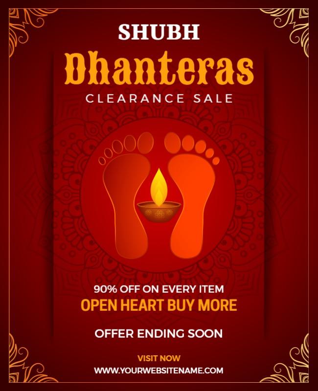 Festive Red Dhanteras Clearance Sale Flyer Template