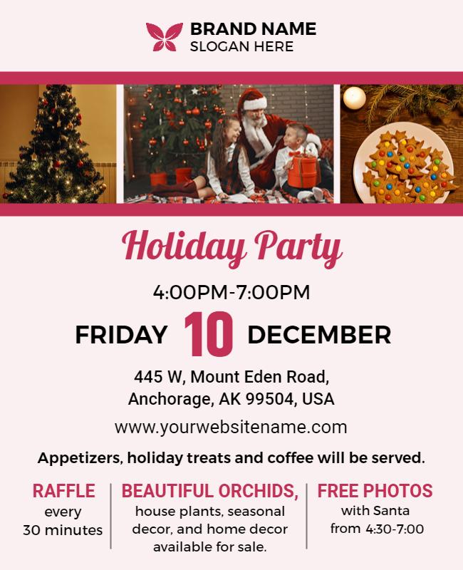 Festive Red Holiday Party Gathering with Santa Poster Template