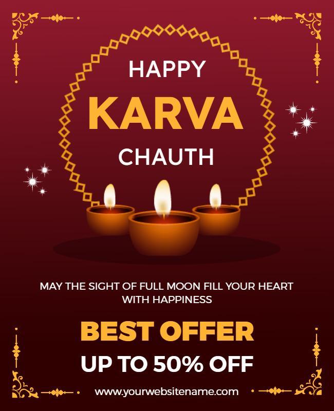 Festive Red Karva Chauth Celebration Sale Poster Template