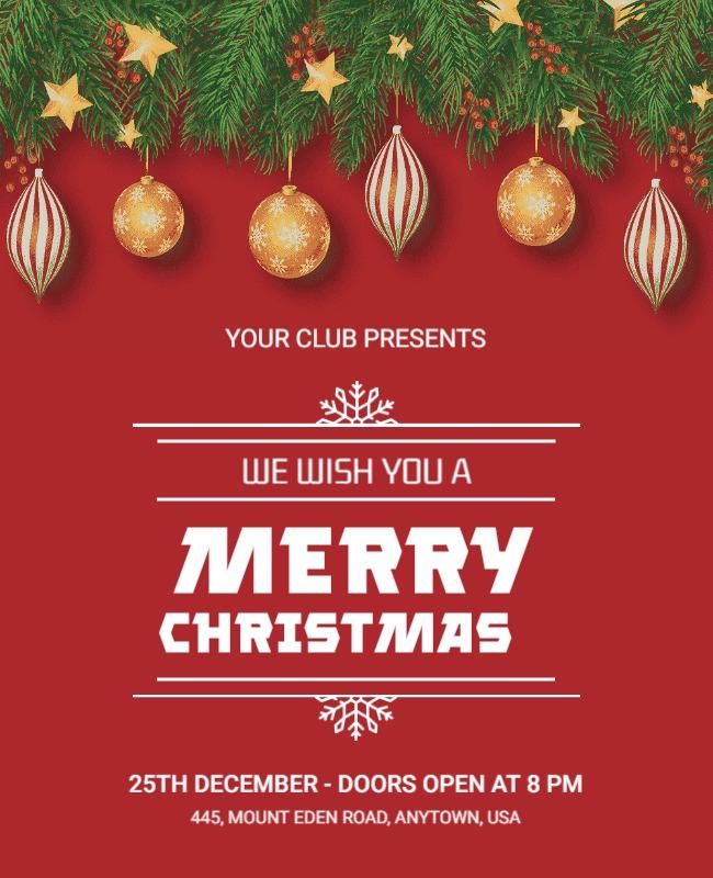 Festive Red Merry Christmas Celebration Poster Template