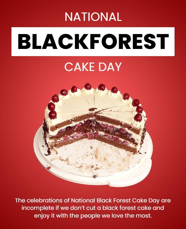 Festive Red National Black Forest Cake Day Celebration Poster Template