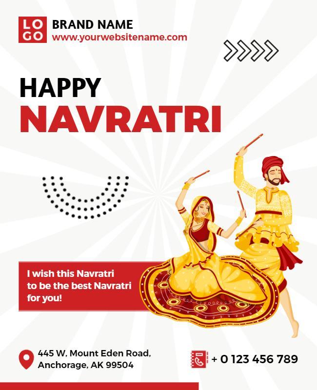 Festive Red Navratri Celebration with Dance Poster Template