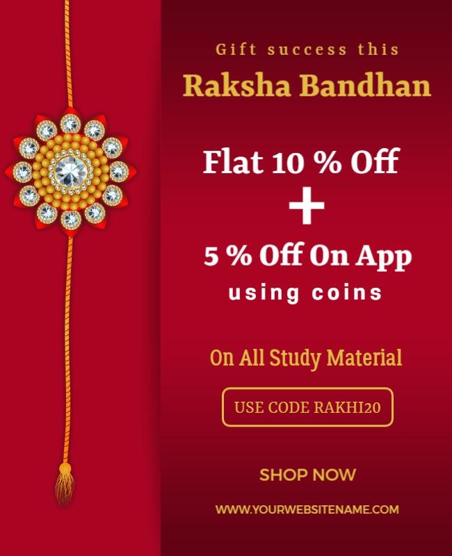 Festive Red Raksha Bandhan Sale Discount Poster Template