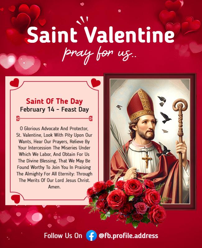 Festive Red Saint Valentine Feast Day Prayer Poster Template