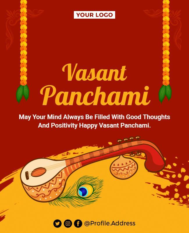 Festive Red Vasant Panchami Celebration Poster Template