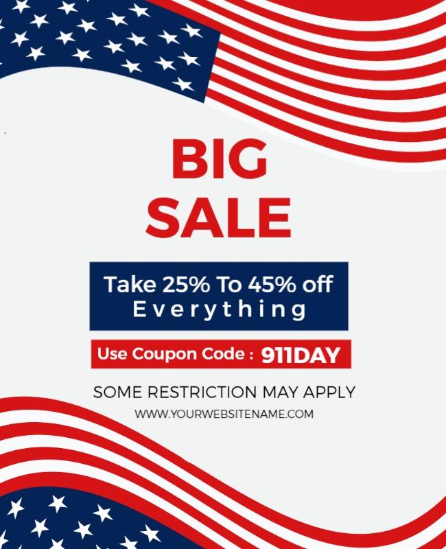 Festive Red White Blue Big Sale Discount Event Poster Template