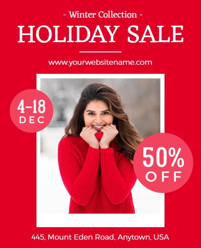 Festive Red Winter Fashion Sale Holiday Flyer Template