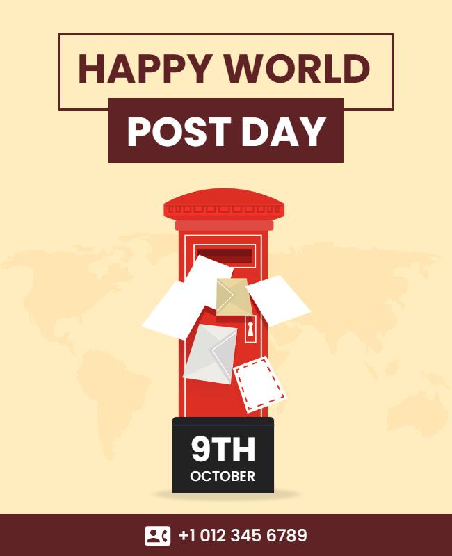 Festive Red World Post Day Celebration Poster Template