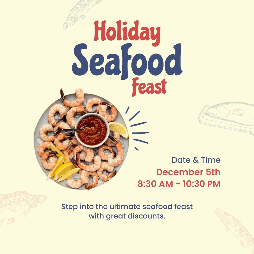 Festive Seafood Feast with Discounts on Fresh Shrimp Ad Template