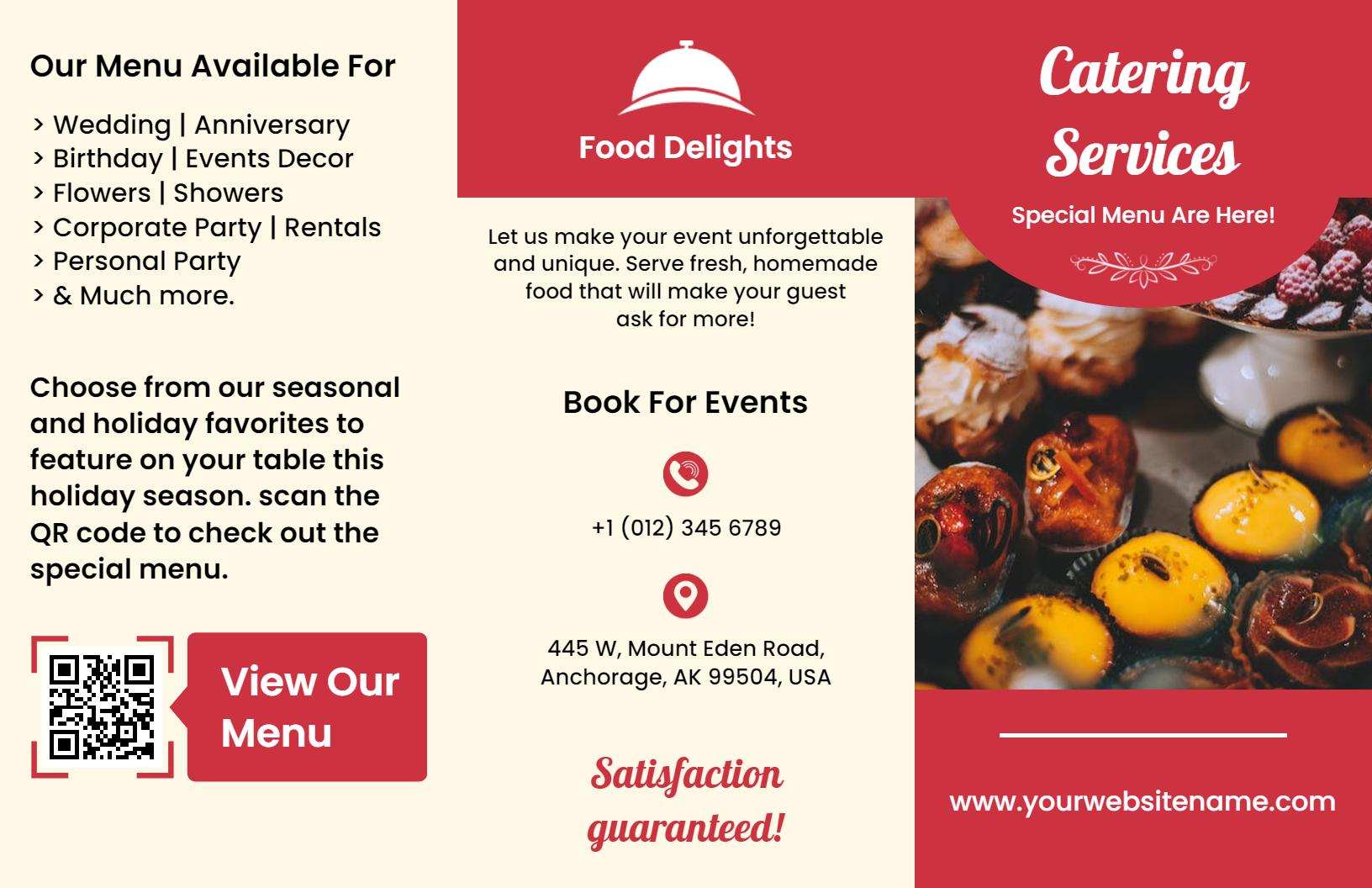 Festive Seasonal Catering Services Menu and Event Brochure Template