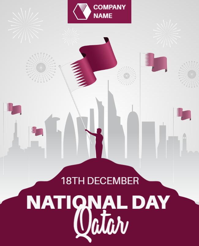 Festive Silhouette National Day Celebration in Qatar Poster Template
