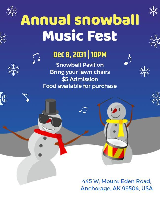 Festive Snowy Winter Music Festival Poster Template