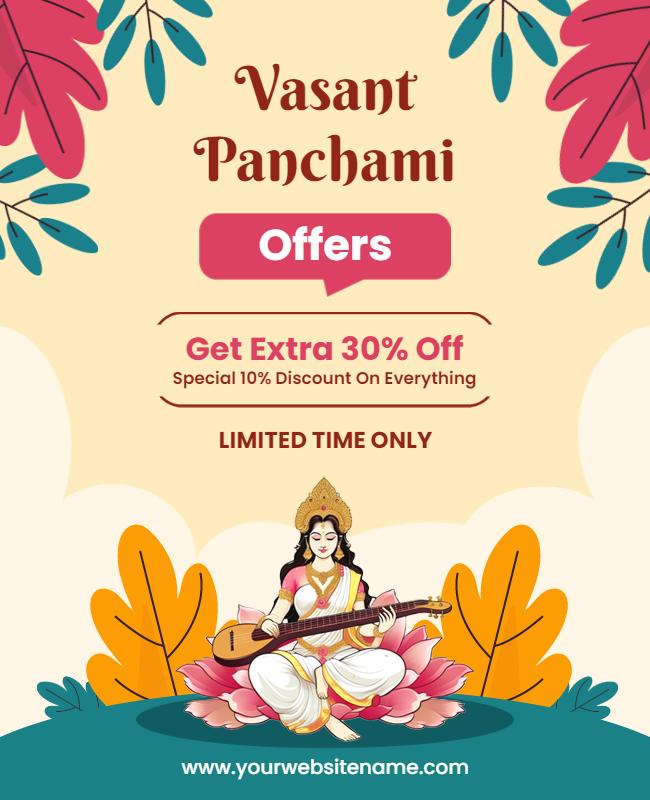 Festive Spring Vasant Panchami Discounts Offer Poster Template