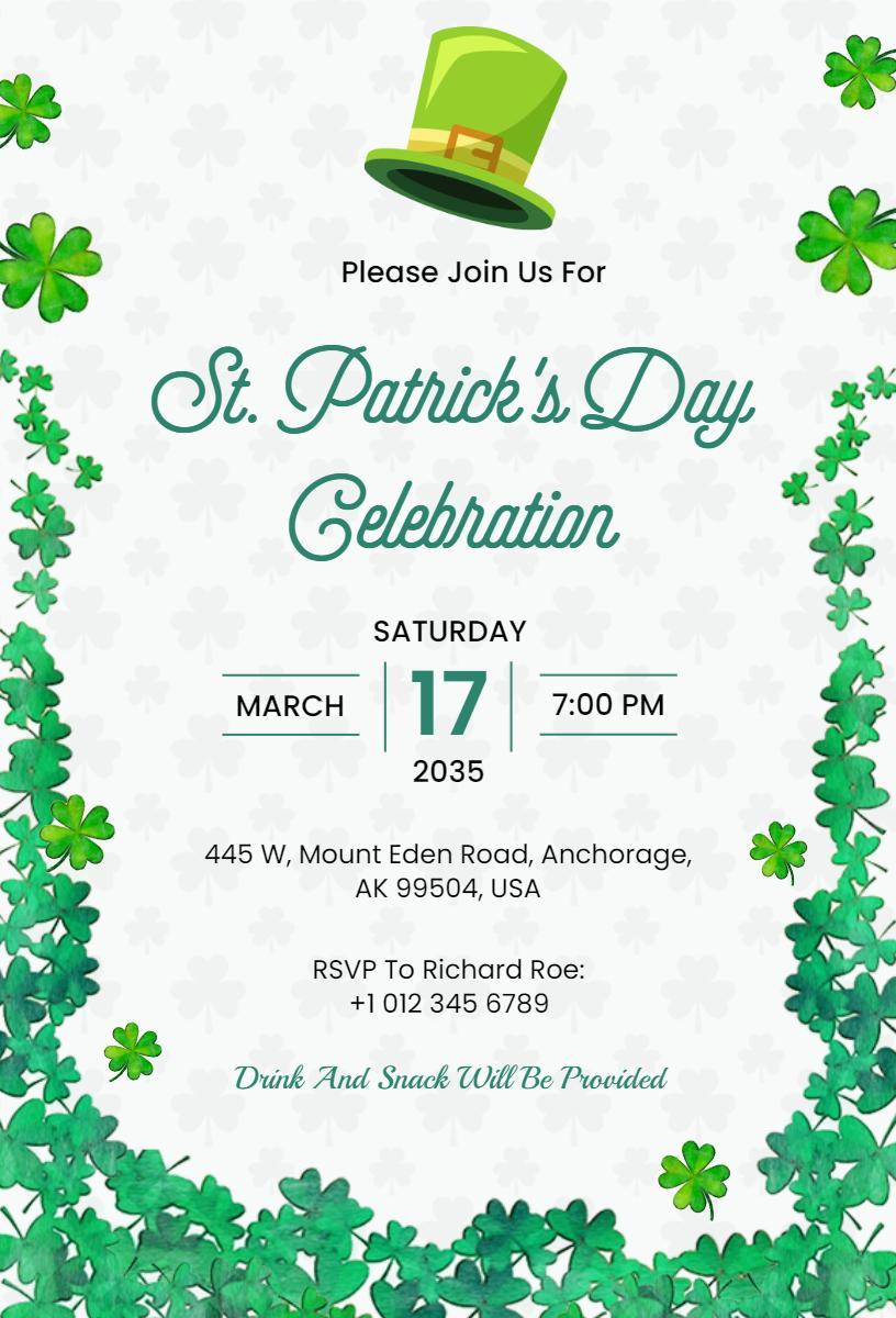 Festive St. Patrick's Day Celebration Invitation Template