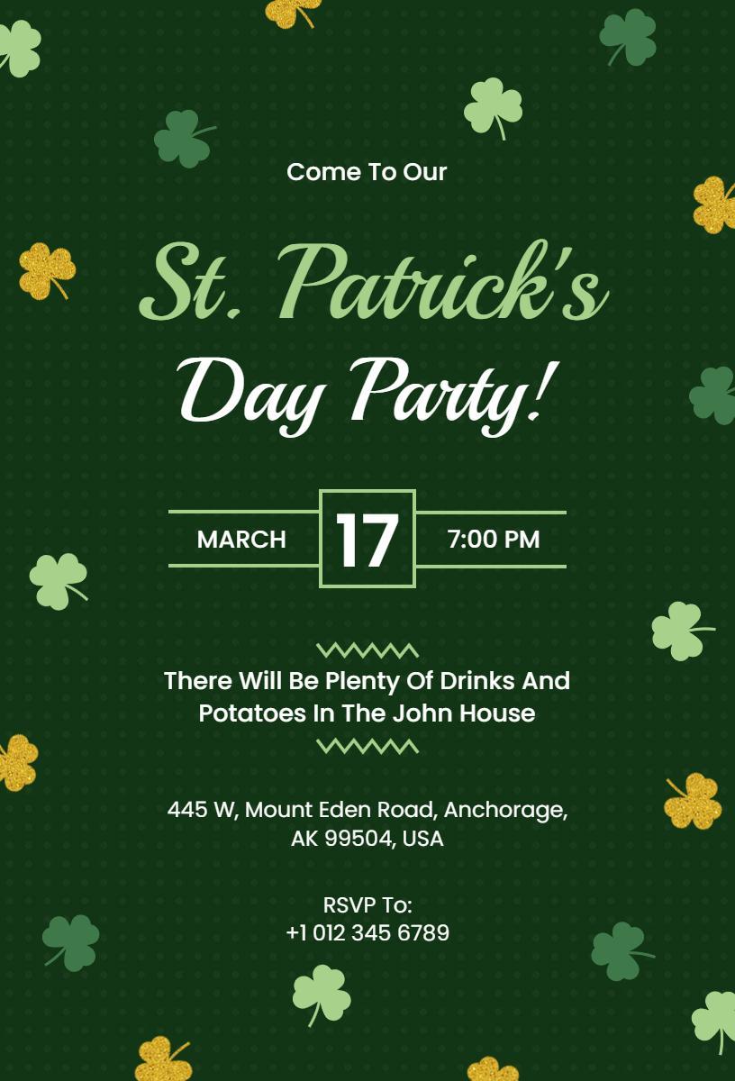 Festive St. Patrick's Day Celebration Party Invitation Template