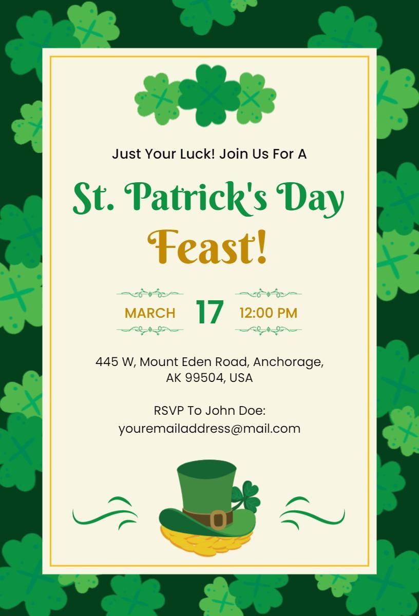 Festive St. Patrick's Day Feast Celebration Invitation Template
