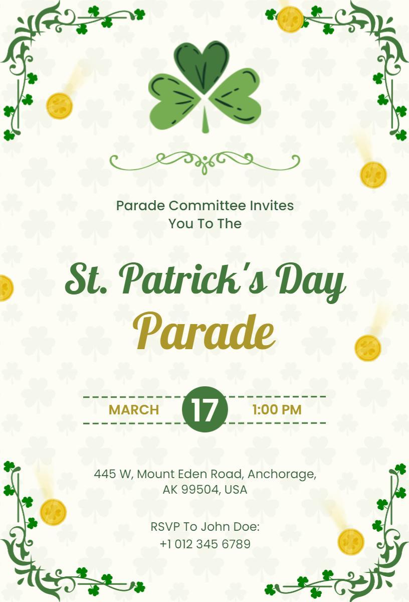 Festive St. Patrick's Day Parade Celebration Invitation Template