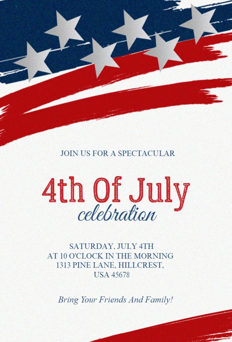 Festive Stars and Stripes 4th of July Celebration Invitation Template