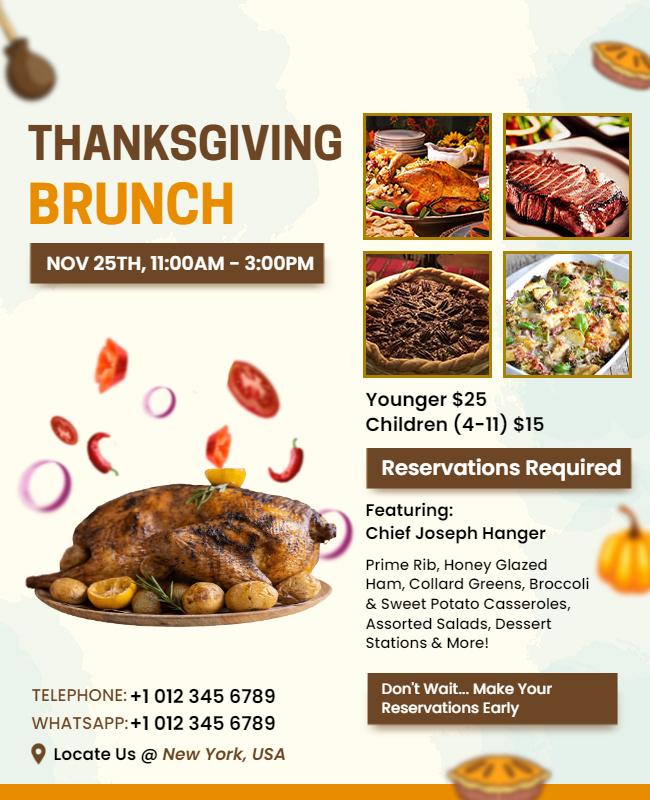 Festive Thanksgiving Brunch Celebration Invitation Poster Template