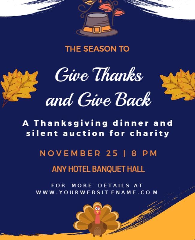Festive Thanksgiving Dinner Charity Auction Poster Template