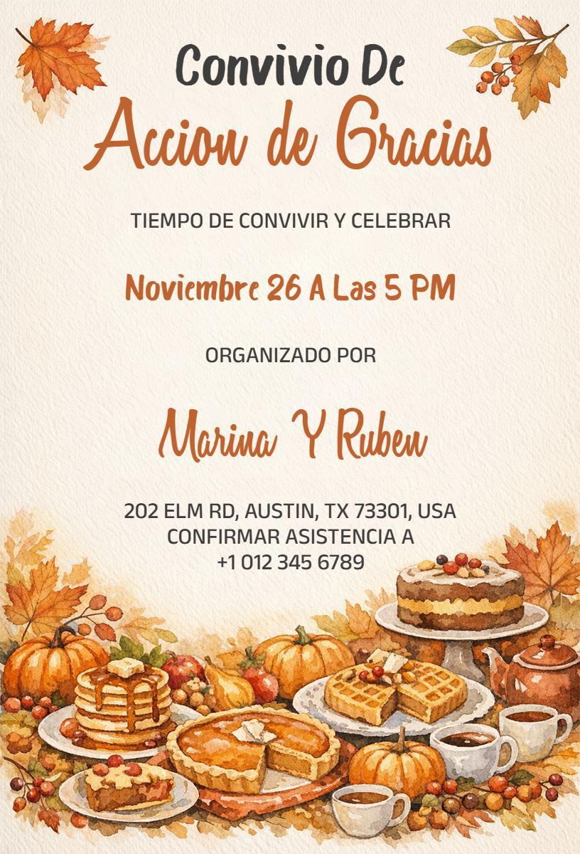 Festive Thanksgiving Family Gathering Celebration Invitation Template