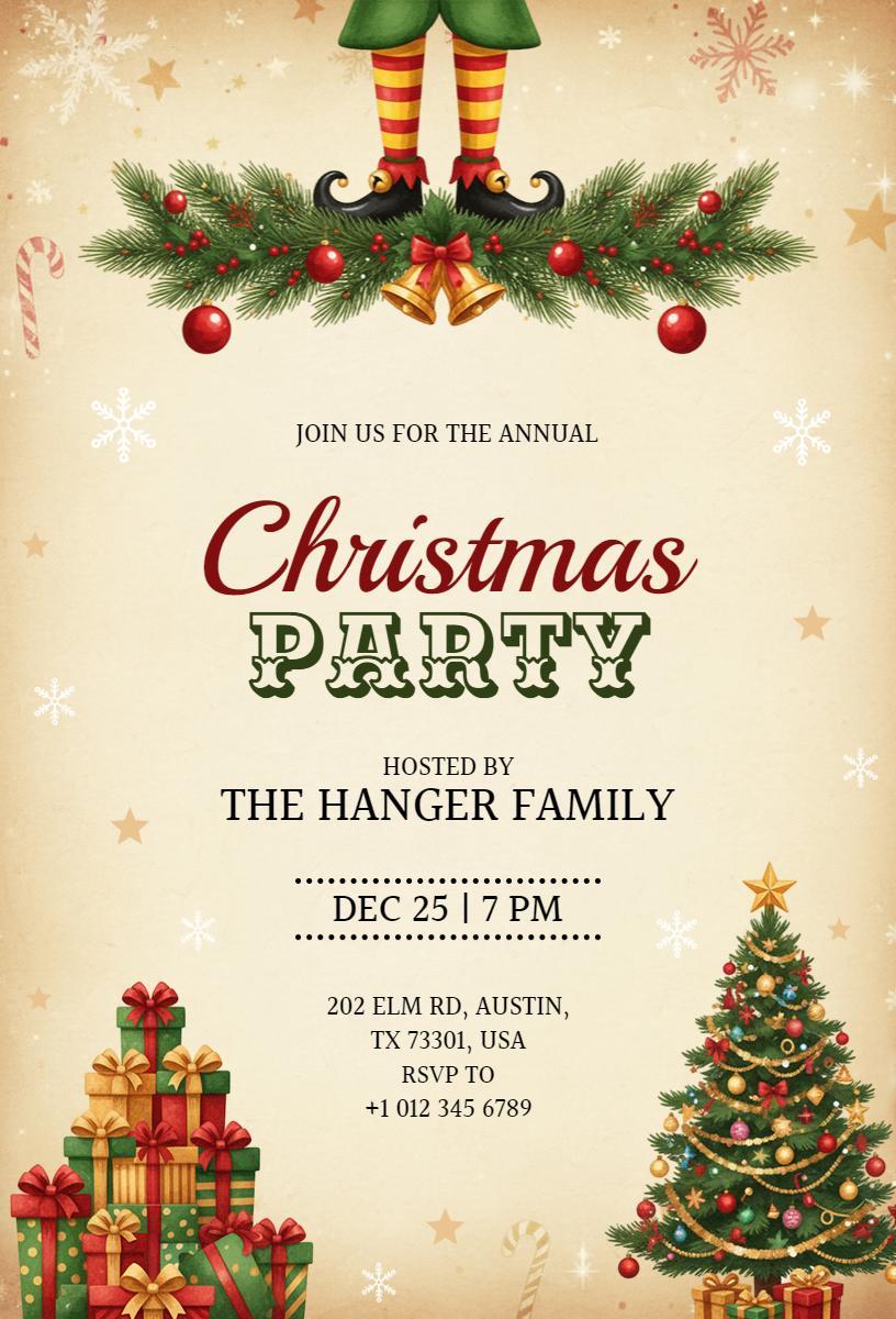 Festive Traditional Christmas Gathering Celebration Invitation Template