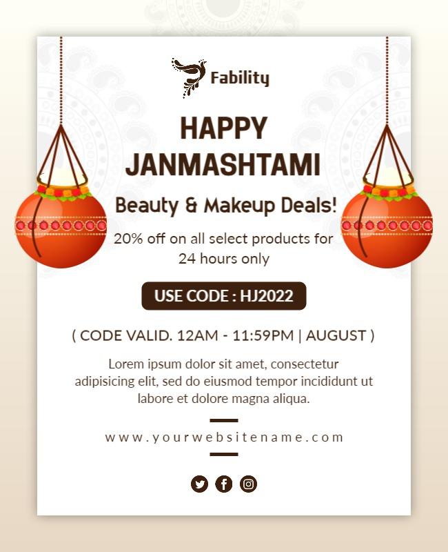 Festive Traditional Janmashtami Beauty Sale Poster Template