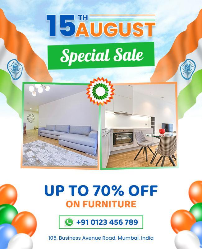 Festive Tricolor Independence Day Furniture Sale Poster Template