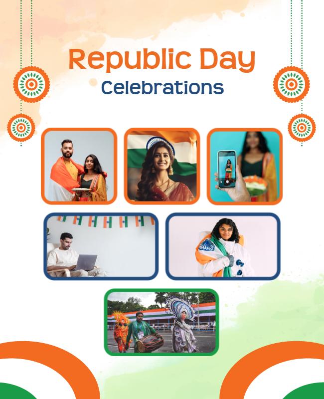 Festive Tricolor Republic Day Celebrations Poster Template